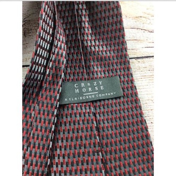 Crazy Horse Silk Neck Tie Hatch Check Geometric - Picture 4 of 5